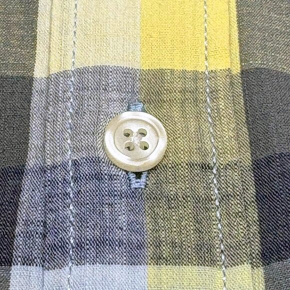 Grayers Gray Yellow Check Button Collar Short‎ Sleeve Shirt - Picture 5 of 11